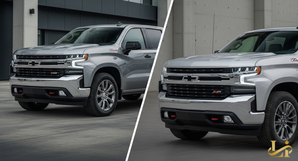 A close-up of the 2027 Silverado interior featuring a massive horizontal infotainment screen integrated into a leather-wrapped dashboard. The cabin displays advanced digital gauges and plush, wide-bottom seating designed for long-haul comfort.