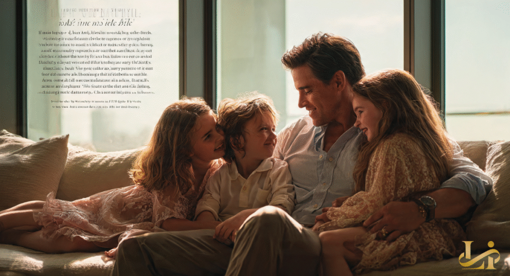 A candid and warm photograph of the actor spending time with his family at a public event.