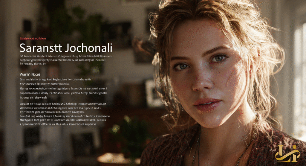 A woman with flowing, light brown hair and freckles. She has a thoughtful expression, looking slightly off-camera.