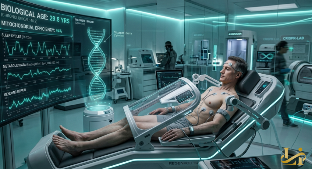 A close-up view of a specialized morning supplement regimen and a high-performance athlete undergoing a clinical physical assessment. Medical sensors are attached to the individual to monitor heart rate and oxygen levels.