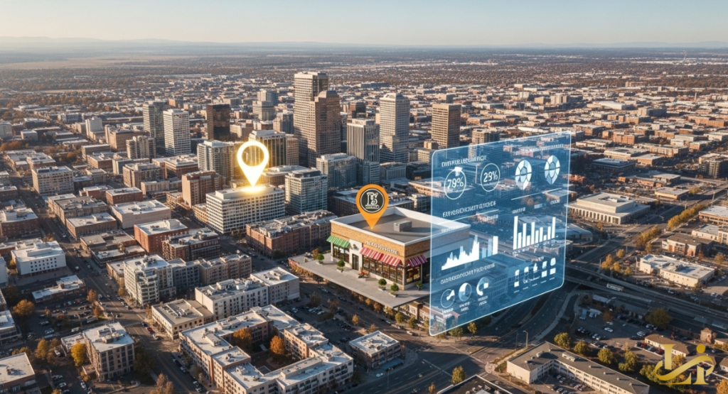 A digital mockup of a modern storefront featuring a "Coming Soon" sign in front of a recognizable city skyline.