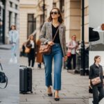 A collage of street style and studio photographs featuring multiple women wearing various styles of crossbody bags. The images showcase the versatility of crossbody bags with a range of outfits, from a long grey coat and boots to a blazer with jeans.
