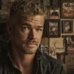 A striking portrait of actor Eric Dane with a thoughtful gaze, set against a rich, textured background composed of various film posters and visual elements from his career. This image highlights his enduring presence in entertainment.