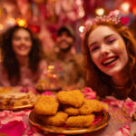 A full Valentine's Day spread featuring the McNugget Caviar kit and a mother-of-pearl spoon. Candlelight illuminates a tray of nuggets topped with caviar and dollops of crème fraîche.