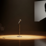 A collage featuring stand-up comedian Alex Duong on stage under a marquee with his name,